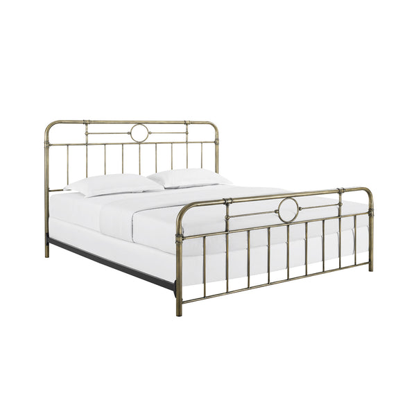 Walker Edison King Size Bronze Metal Pipe Bed BKMPBR