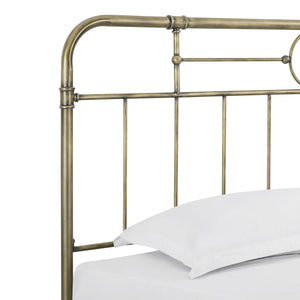 Walker Edison King Size Bronze Metal Pipe Bed BKMPBR