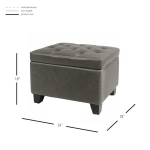 Julian Stylish Rectangular Bonded Leather Storage Ottoman with Biscuit Tufting for Home Organization