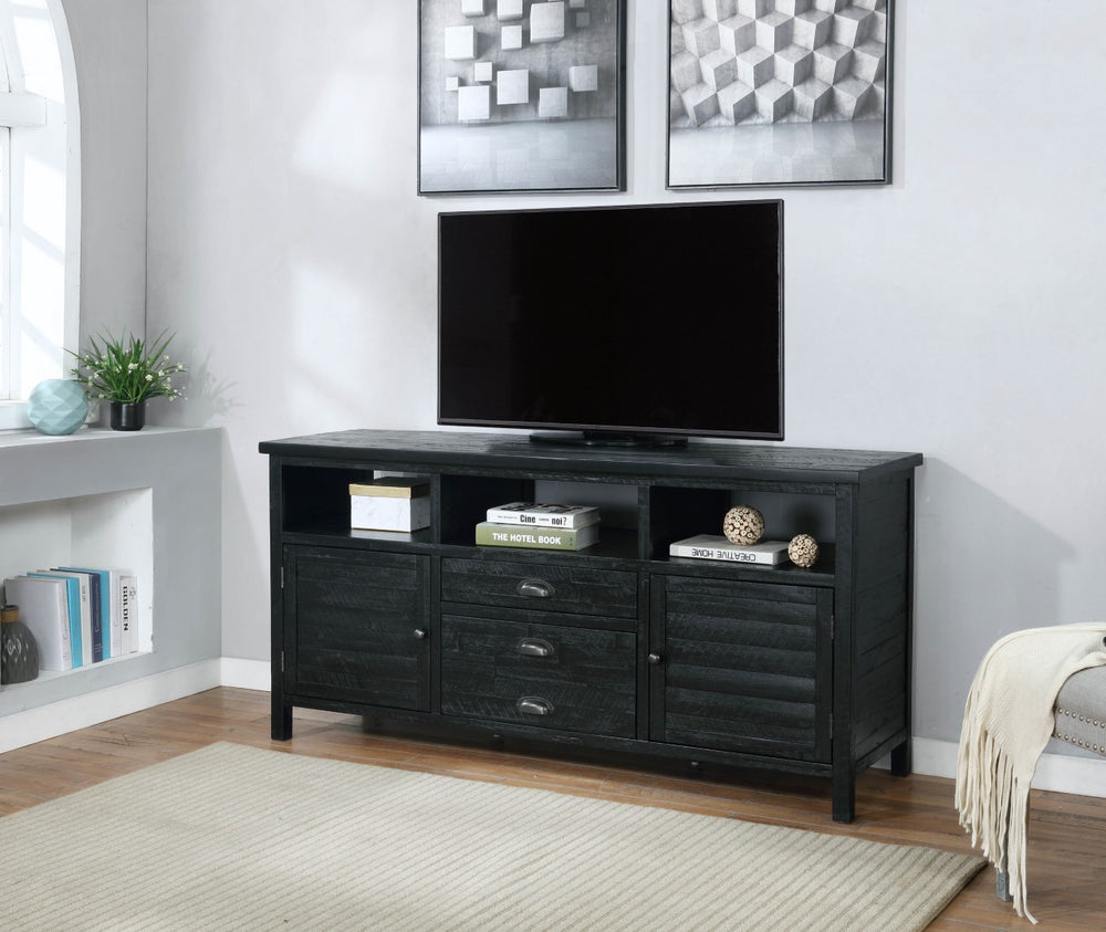 Vilo Home Country Solid Wood 65" Black TV Stand with 2 Drawers and 2 Doors VH6505 VH6505
