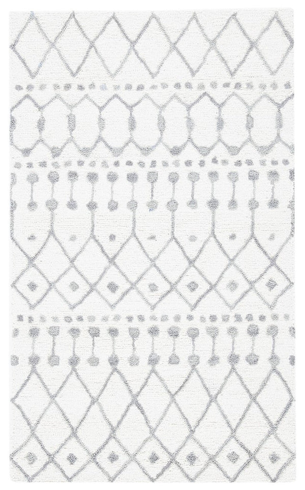 Aspen Blossom 115 Hand Tufted 100% Wool Pile Bohemian Rug Ivory / Grey 100% Wool Pile BLM115A-9