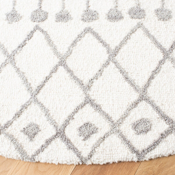 Aspen Blossom 115 Hand Tufted 100% Wool Pile Bohemian Rug Ivory / Grey 100% Wool Pile BLM115A-9