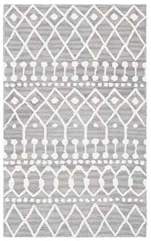 Aspen Blossom 115 Hand Tufted 100% Wool Pile Bohemian Rug Grey / Ivory 100% Wool Pile BLM115F-9