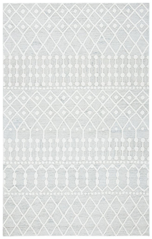 Aspen Blossom 115 Hand Tufted 100% Wool Pile Bohemian Rug Silver / Ivory 100% Wool Pile BLM115G-9