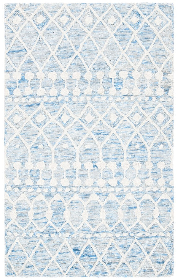 Aspen Blossom 115 Hand Tufted 100% Wool Pile Bohemian Rug Blue / Ivory 100% Wool Pile BLM115M-9