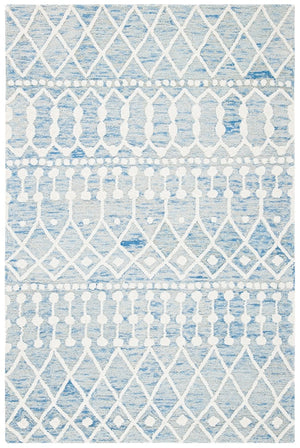 Aspen Blossom 115 Hand Tufted 100% Wool Pile Bohemian Rug Blue / Ivory 100% Wool Pile BLM115M-9