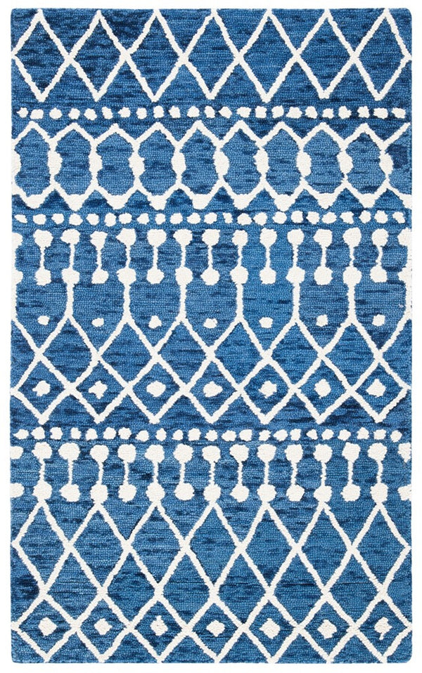 Aspen Blossom 115 Hand Tufted 100% Wool Pile Bohemian Rug Navy / Ivory 100% Wool Pile BLM115N-9