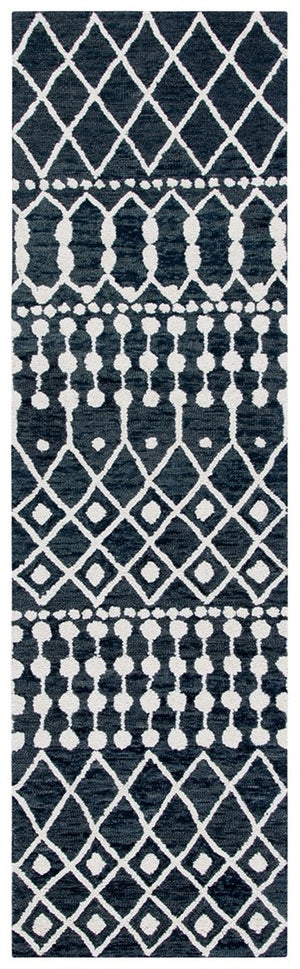 Aspen Blossom 115 Hand Tufted 100% Wool Pile Bohemian Rug Black / Ivory 100% Wool Pile BLM115Z-9