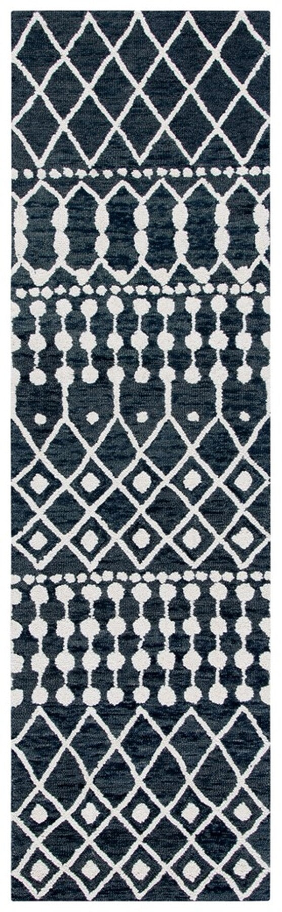 Aspen Blossom 115 Hand Tufted 100% Wool Pile Bohemian Rug Black / Ivory 100% Wool Pile BLM115Z-9