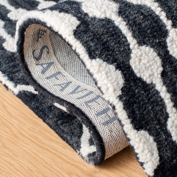 Aspen Blossom 115 Hand Tufted 100% Wool Pile Bohemian Rug Black / Ivory 100% Wool Pile BLM115Z-9