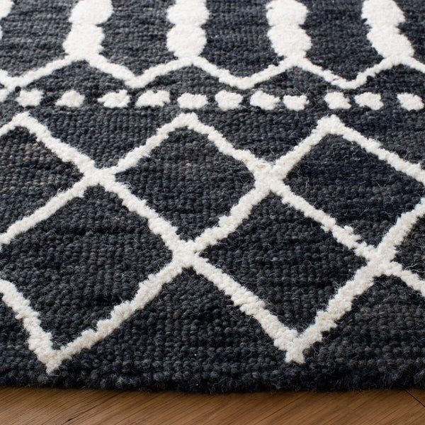 Aspen Blossom 115 Hand Tufted 100% Wool Pile Bohemian Rug Black / Ivory 100% Wool Pile BLM115Z-9