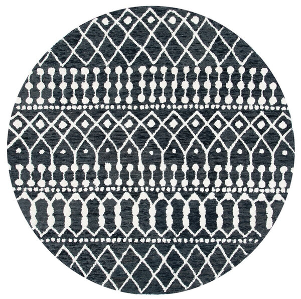 Aspen Blossom 115 Hand Tufted 100% Wool Pile Bohemian Rug Black / Ivory 100% Wool Pile BLM115Z-9