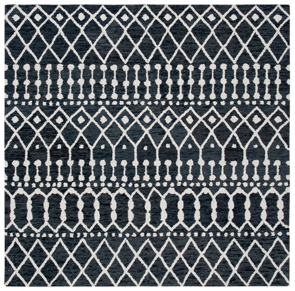 Aspen Blossom 115 Hand Tufted 100% Wool Pile Bohemian Rug Black / Ivory 100% Wool Pile BLM115Z-9