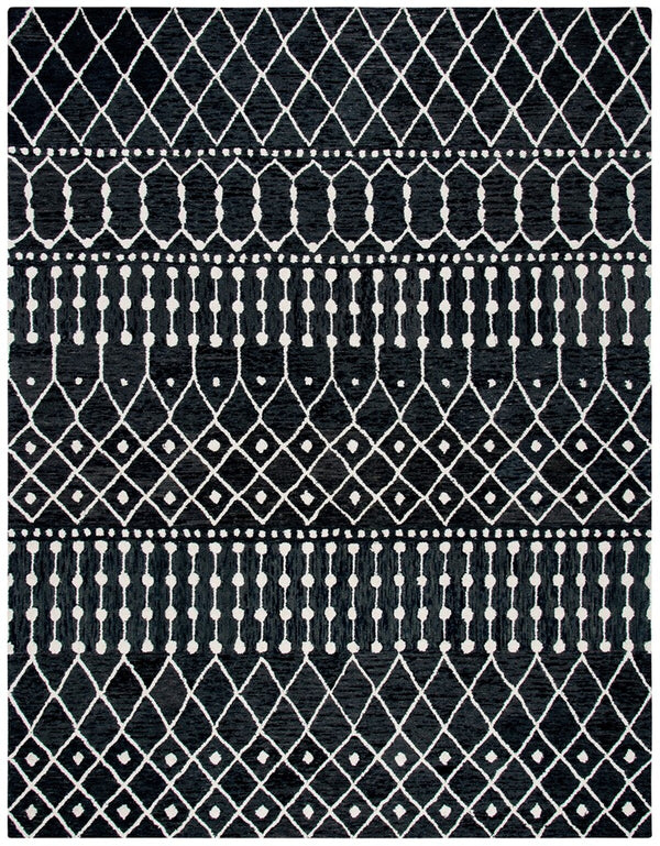 Blossom Aspen 115 Bohemian Hand Tufted 100% Wool Pile Rug Black / Ivory