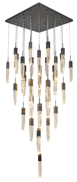 Bethel Matte Black Chandelier in Metal & Crystal