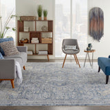 Nourison Silken Weave SLW02 Floral Machine Made Power-loomed Indoor Area Rug Blue/Ivory 8'10" x 11'10" 99446752444