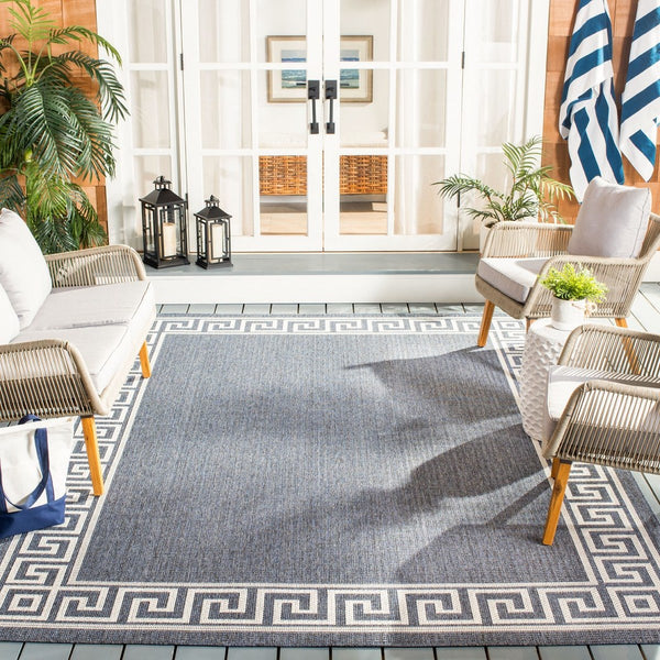 Martha Stewart Indoor Outdoor Martha Stewart Outdoor 331 Indoor - Outdoor Power Loomed Polypropylene Frize Rug Grey / Cream