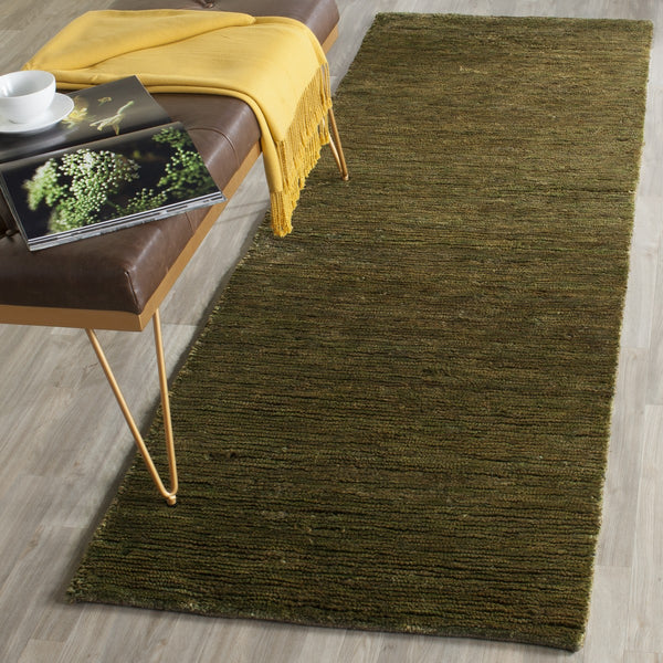 Bohemian Boh211  Hand Knotted 90% Jute, 10% Cotton Rug Green