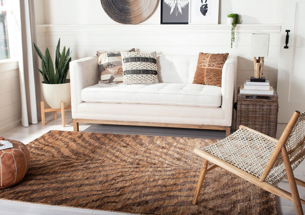 Bohemian Boh224  Hand Knotted 90% Jute, 10% Cotton Rug Natural / Black