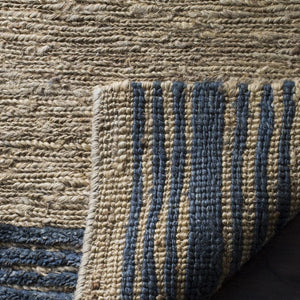 Bohemian Boh227  Hand Knotted 90% Jute, 10% Cotton Rug Natural / Blue