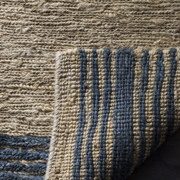 Bohemian Boh227  Hand Knotted 90% Jute, 10% Cotton Rug Natural / Blue