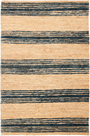 Bohemian Boh227  Hand Knotted 90% Jute, 10% Cotton Rug Natural / Blue