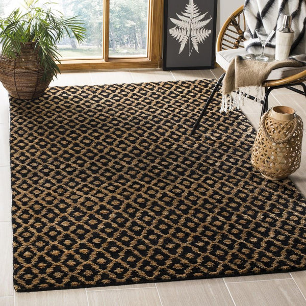 Bohemian Boh315  Hand Tufted Hemp Pile Rug Black / Gold