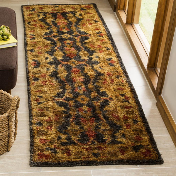 Bohemian Boh316  Hand Tufted Hemp Pile Rug Charcoal / Gold