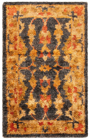 Bohemian Boh316  Hand Tufted Hemp Pile Rug Charcoal / Gold