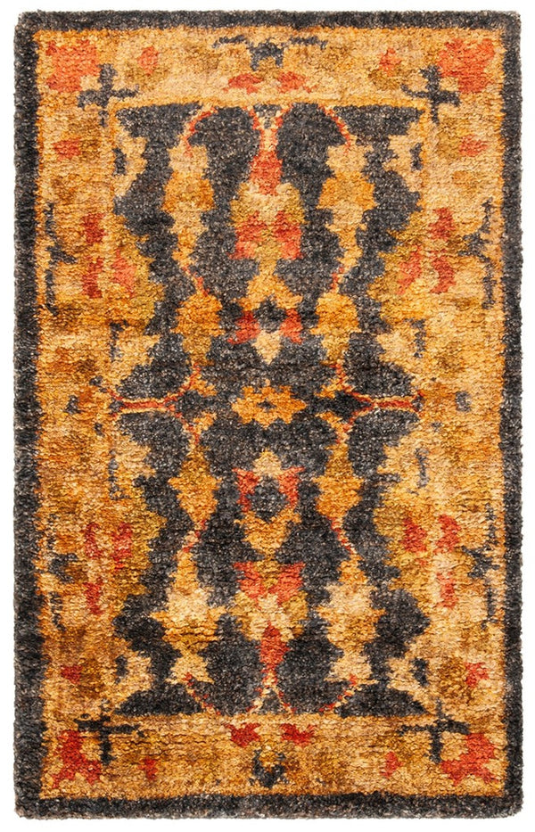 Bohemian Boh316  Hand Tufted Hemp Pile Rug Charcoal / Gold