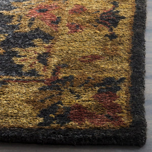 Bohemian Boh316  Hand Tufted Hemp Pile Rug Charcoal / Gold