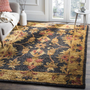 Bohemian Boh316  Hand Tufted Hemp Pile Rug Charcoal / Gold