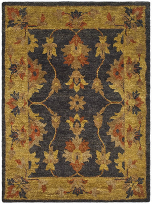 Bohemian Boh316  Hand Tufted Hemp Pile Rug Charcoal / Gold
