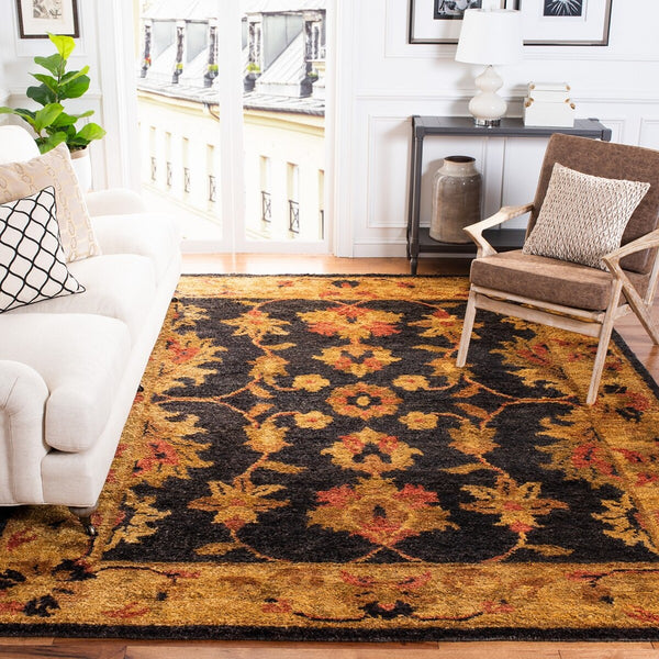 Bohemian Boh316  Hand Tufted Hemp Pile Rug Charcoal / Gold