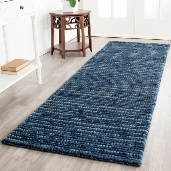 Bohemian Boh525  Hand Woven Nz Wool 40% Jute 55% Cotton 5% Rug Dark Blue / Multi