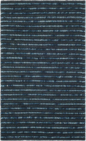Bohemian Boh525  Hand Woven Nz Wool 40% Jute 55% Cotton 5% Rug Dark Blue / Multi
