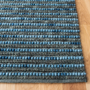 Bohemian Boh525  Hand Woven Nz Wool 40% Jute 55% Cotton 5% Rug Dark Blue / Multi