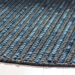 Bohemian Boh525  Hand Woven Nz Wool 40% Jute 55% Cotton 5% Rug Dark Blue / Multi