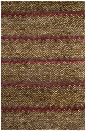 Bohemian 616  Hand Knotted 100% Jute Pile Rug Brown / Gold