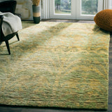 Bohemian 631  Hand Knotted 100% Jute Pile Rug Green / Gold