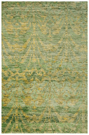 Bohemian 631  Hand Knotted 100% Jute Pile Rug Green / Gold