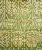 Bohemian 631  Hand Knotted 100% Jute Pile Rug Green / Gold