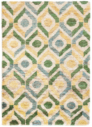 Bohemian 633  Hand Knotted 100% Jute Pile Rug Bleach / Blue