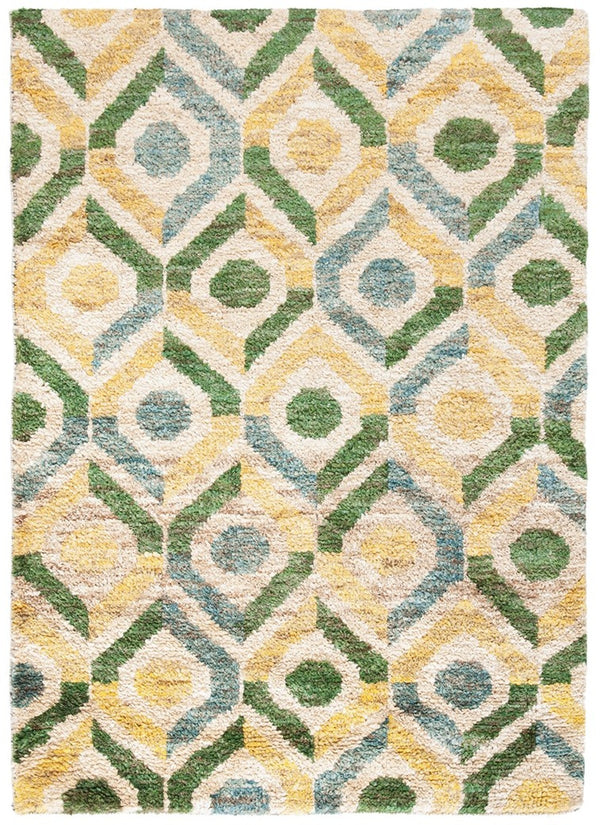 Bohemian 633  Hand Knotted 100% Jute Pile Rug Bleach / Blue