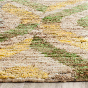 Bohemian 633  Hand Knotted 100% Jute Pile Rug Bleach / Blue