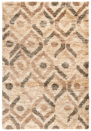 Bohemian 633  Hand Knotted 100% Jute Pile Rug Bleach / Brown