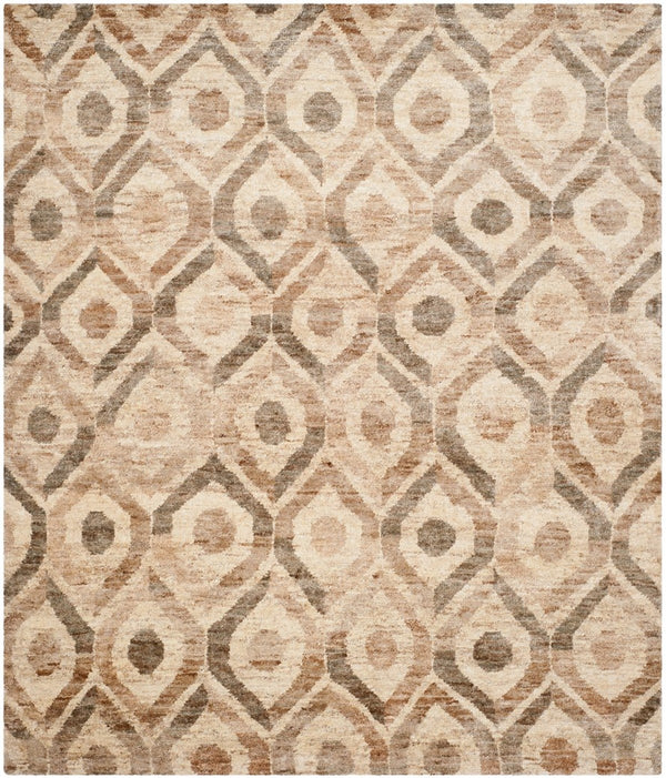 Bohemian 633  Hand Knotted 100% Jute Pile Rug Bleach / Brown