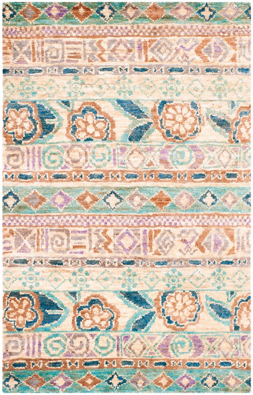 Bohemian 636  Hand Knotted 100% Jute Pile Rug Bleach / Gold