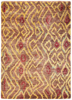 Bohemian 637  Hand Knotted 100% Jute Pile Rug Brown / Gold