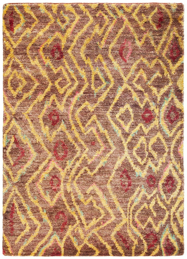 Bohemian 637  Hand Knotted 100% Jute Pile Rug Brown / Gold